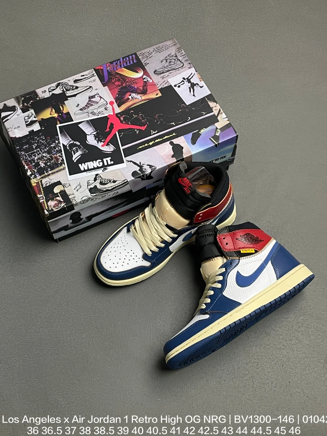 Alternative view of Union LA x Jordan 1 Retro High NRG 'Storm Blue' Sample
