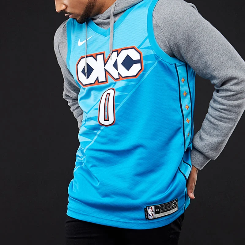 Nike NBA Russell Westbrook City Edition (Oklahoma City Thunder) Swingman Jersey Blue AJ4632-445 - 图片 3