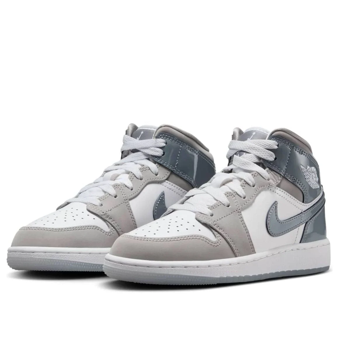 Alternative view of (GS) Air Jordan 1 Mid ‘White Medium Cool Grey’ HF3193-100