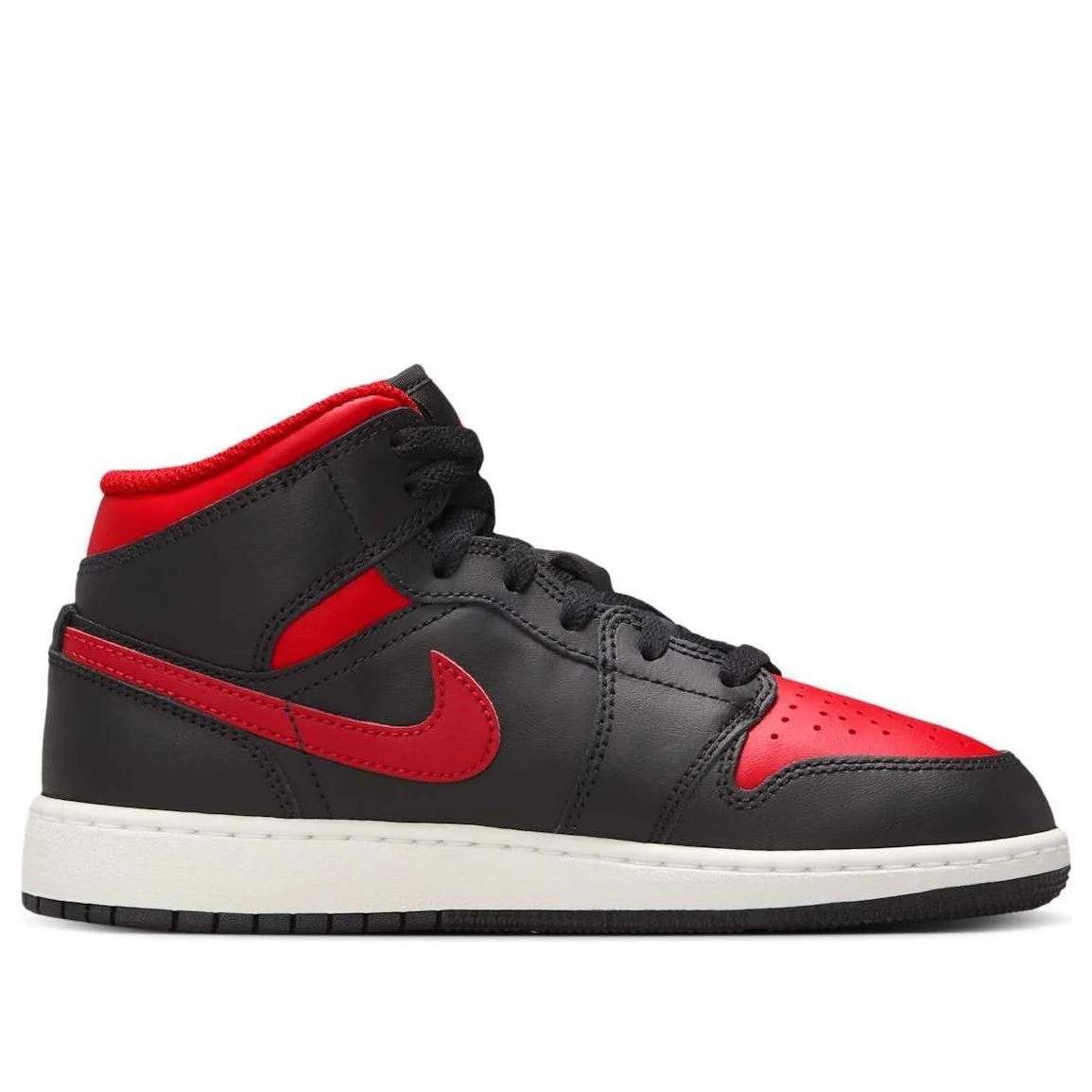 (GS) Air Jordan 1 Mid ‘Black Summit White Varsity Red’ DQ8423-067