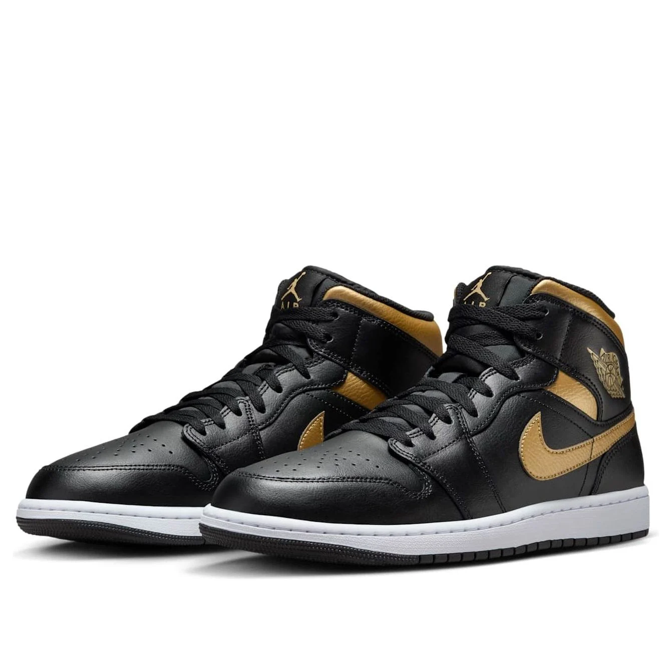 Alternative view of Air Jordan 1 Mid ‘Black Metallic Gold’ DQ8426-071