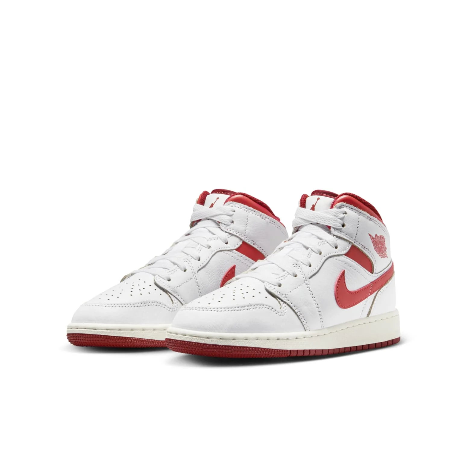 Alternative view of (GS) Air Jordan 1 Mid SE ‘White Dune Red’ FJ3464-160