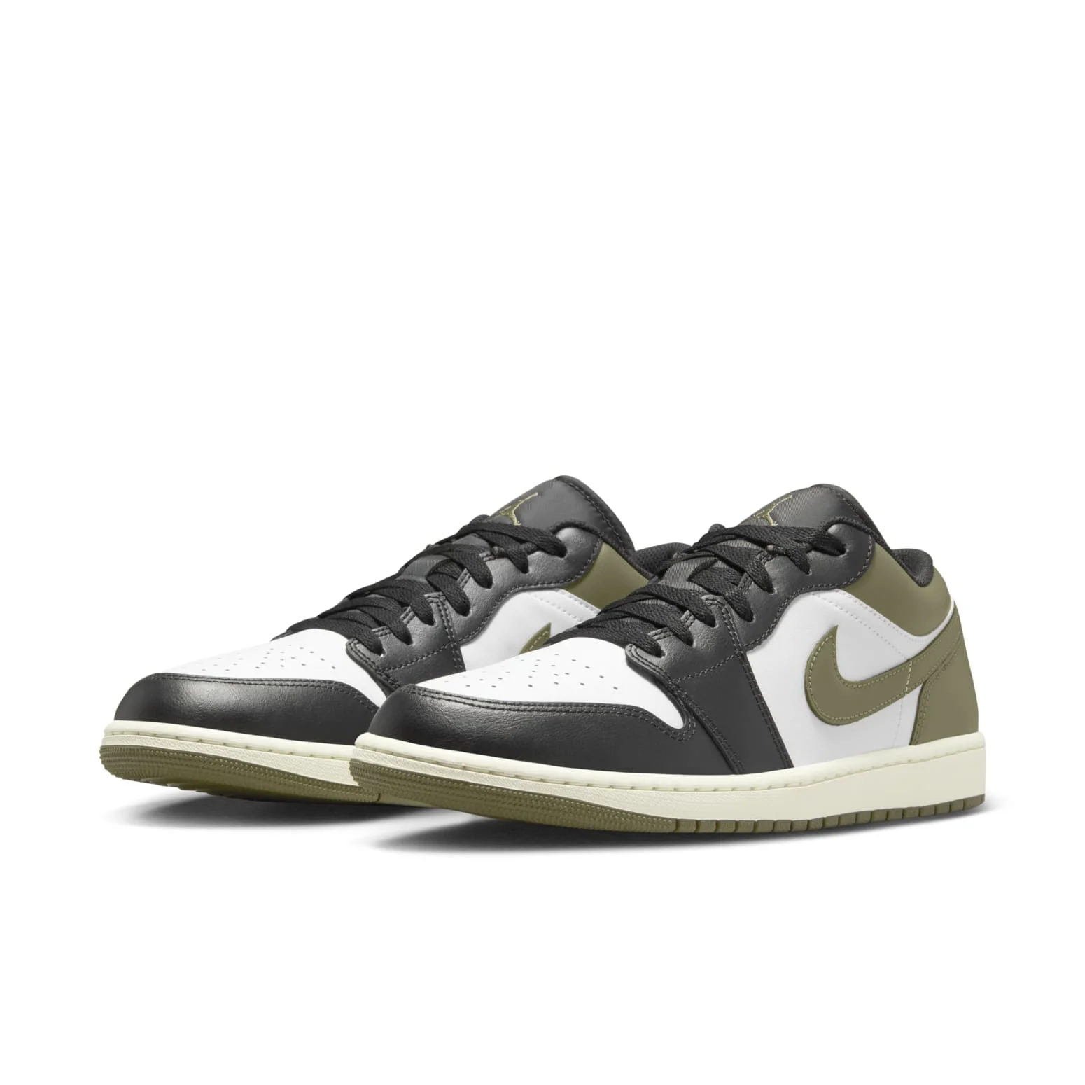 Alternative view of Air Jordan 1 Low ‘Black White Medium Olive’ 553558-092