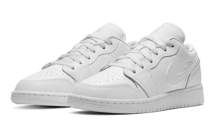 Alternative view of (GS) Air Jordan 1 Low ‘Triple White Tumbled Leather’ 553560-130