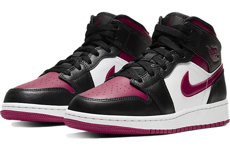 Alternative view of (GS) Air Jordan 1 Mid ‘Noble Red’ 554725-066