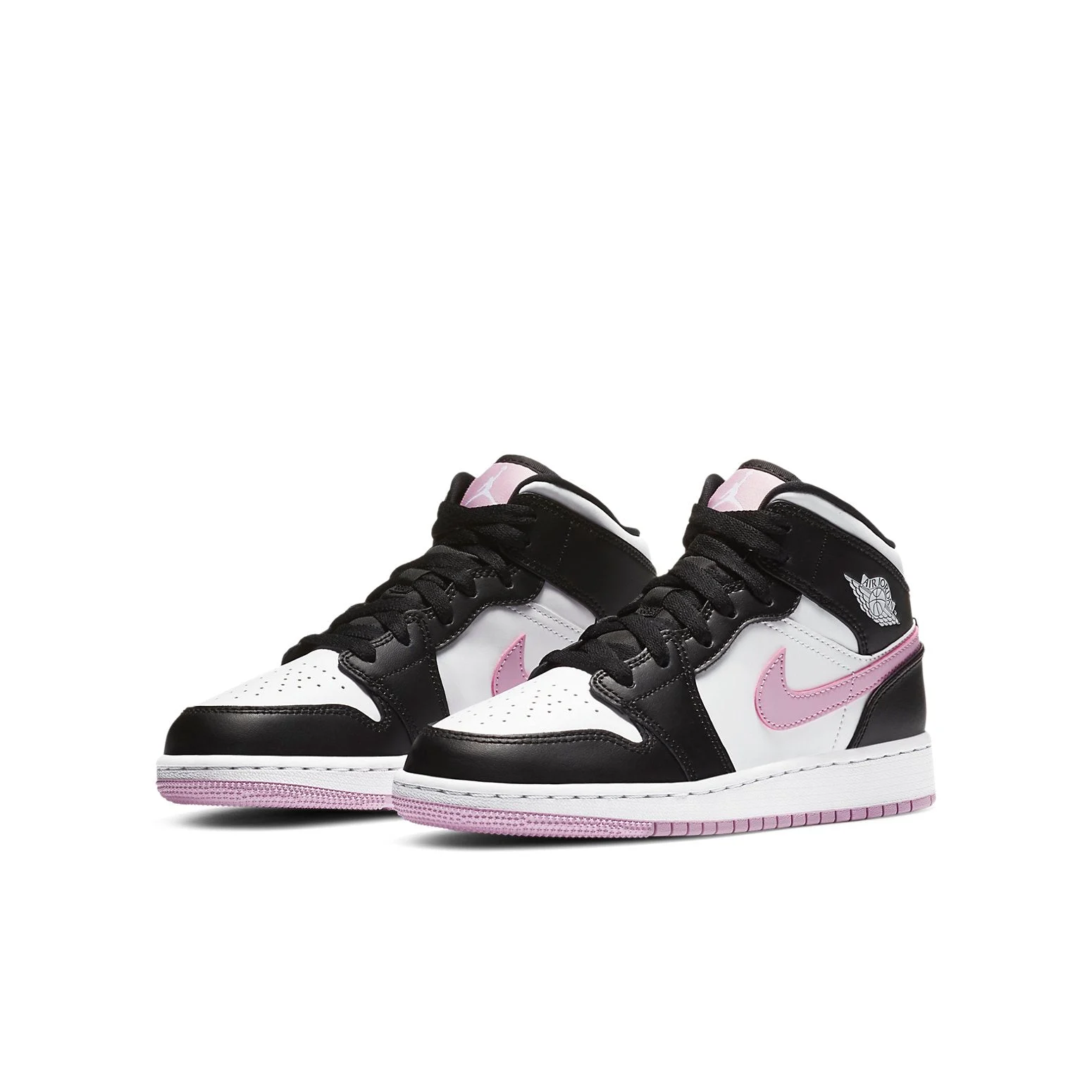 Alternative view of (GS) Air Jordan 1 Mid ‘White Light Arctic Pink’ 555112-103