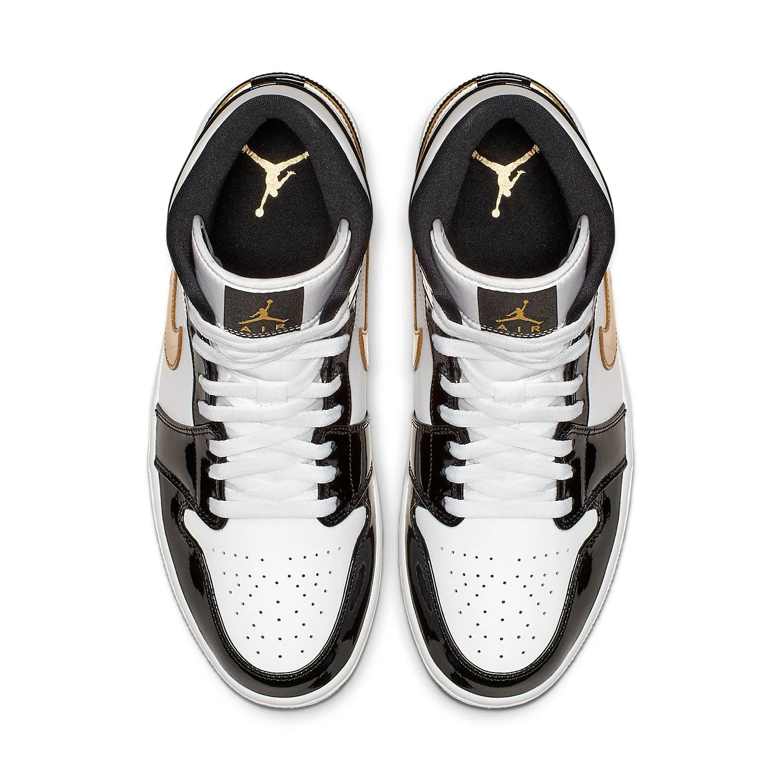 Alternative view of Air Jordan 1 Mid Patent ‘Black Gold’ 852542-007