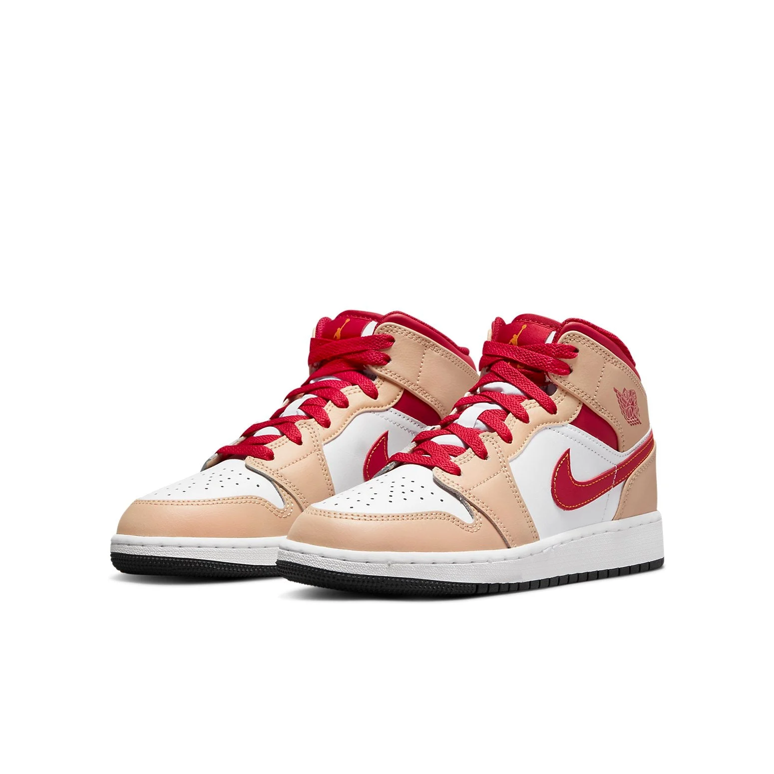 Alternative view of (GS) Air Jordan 1 Mid ‘Light Curry Cardinal Red’ 554725-201