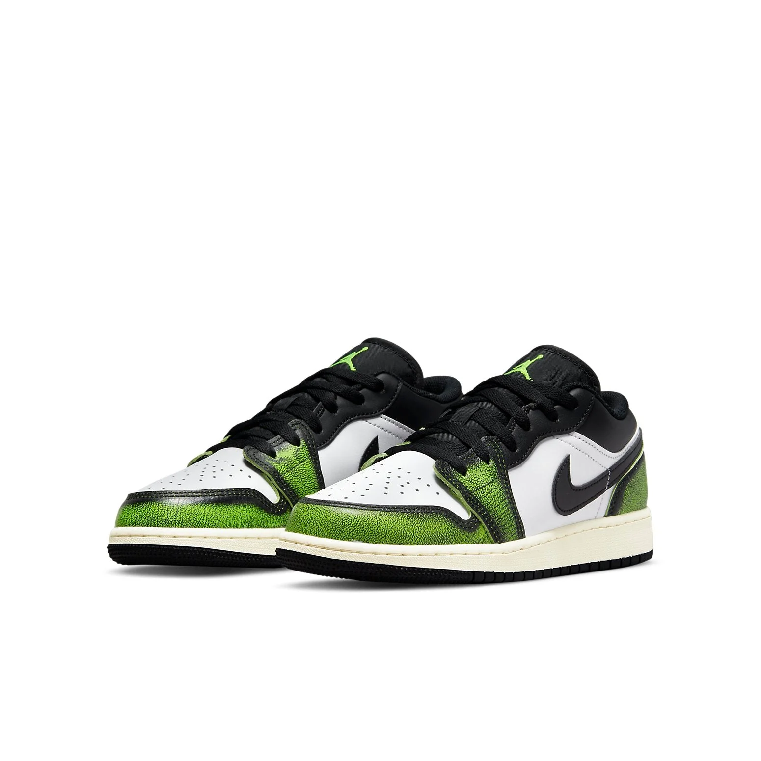 Alternative view of (GS) Air Jordan 1 Low SE ‘Wear-Away – Electric Green’ DO8244-003