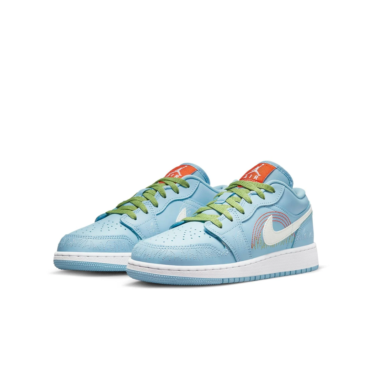 Alternative view of (GS) Air Jordan 1 Low SE ‘Blue Stitch’ DO8227-400
