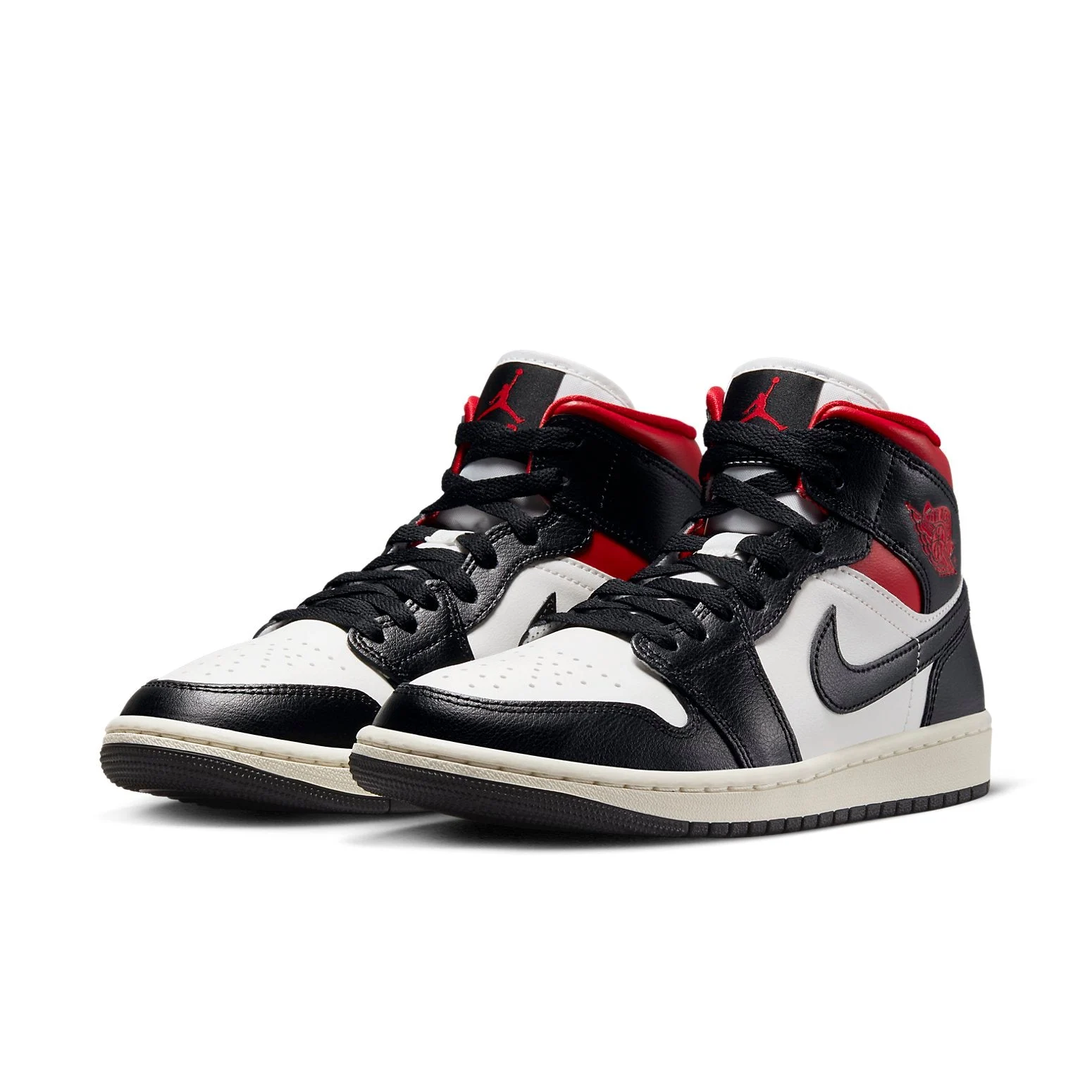 Alternative view of (WMNS) Air Jordan 1 Mid ‘Black Sail Gym Red’ BQ6472-061